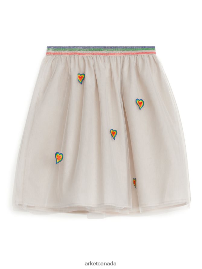 ARKET Clothing 4L826J1391 Beige/Multi Embroidered Tulle Skirt Kids