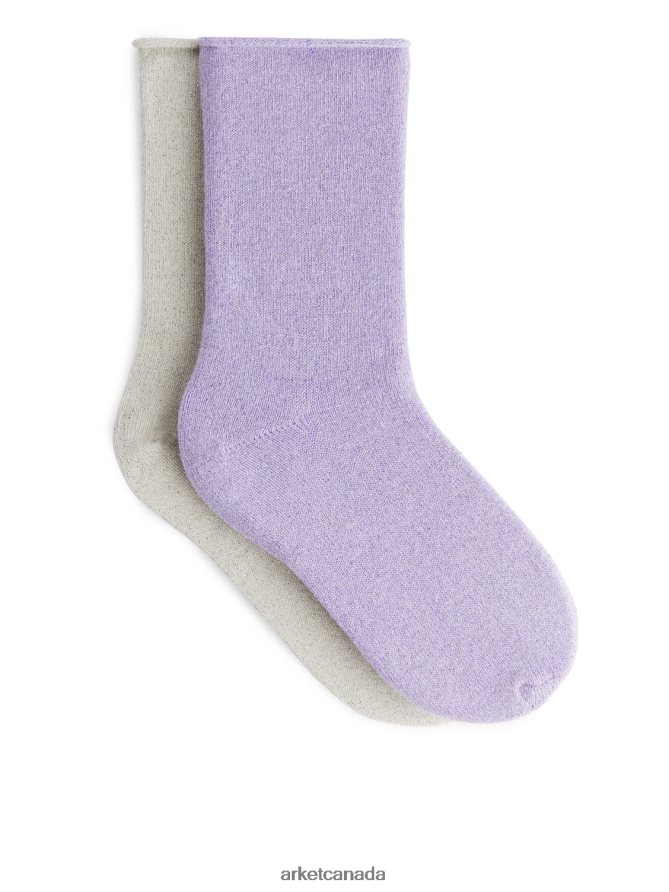 ARKET Clothing 4L826J1594 Lilac/Silver Glittery Socks, 2 Pairs Kids
