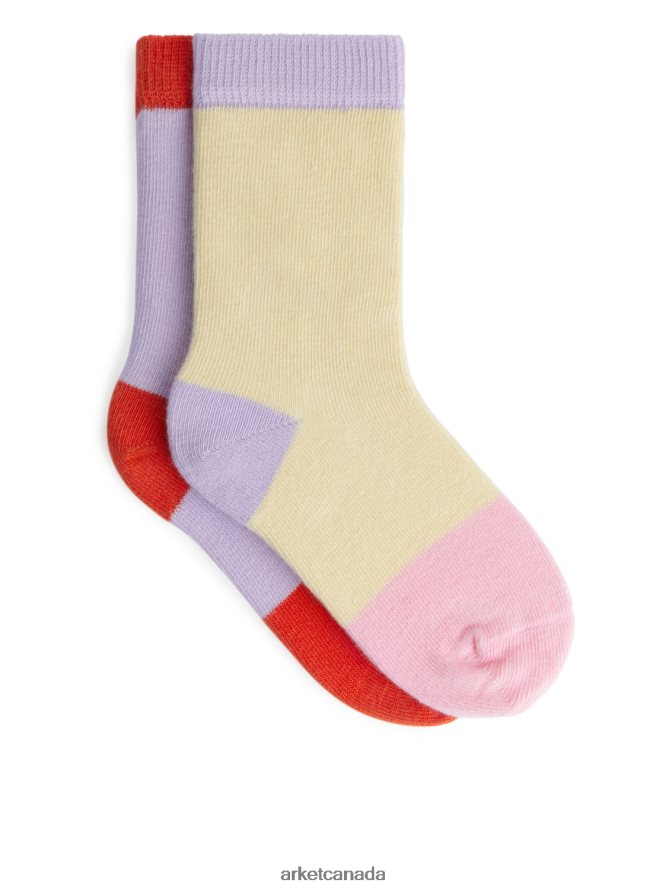 ARKET Clothing 4L826J1605 Lilac/Pale Yellow Cotton Socks Kids