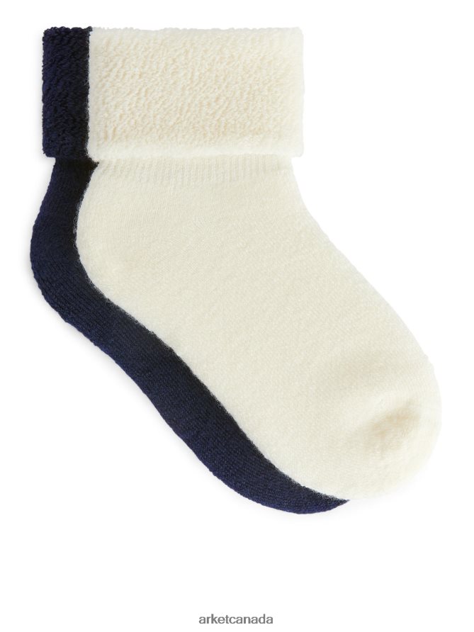 ARKET Clothing 4L826J1607 Off White/Grey Wool Terry Socks Kids