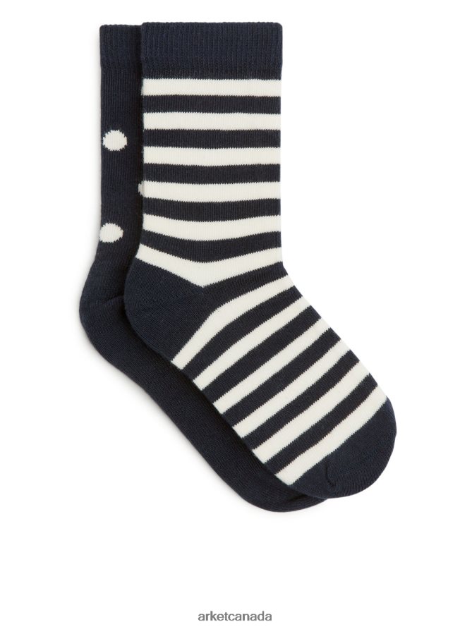 ARKET Clothing 4L826J1617 Dark Blue/Off White Cotton Socks Kids