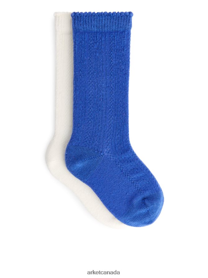 ARKET Clothing 4L826J1696 Blue/White Pointelle Socks, 2 Pairs Kids