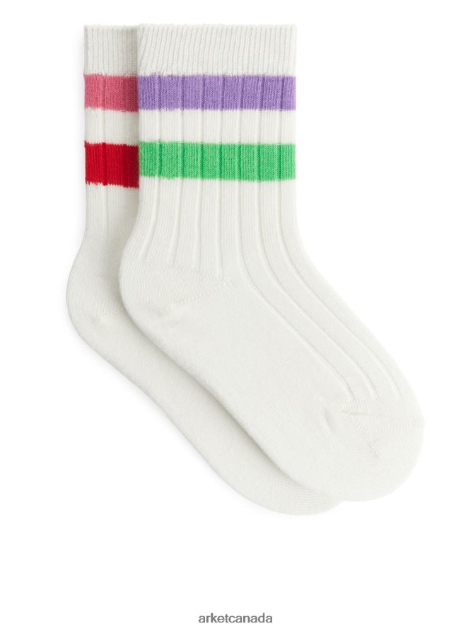 ARKET Clothing 4L826J1781 Multi/White Ribbed Baby Socks Kids