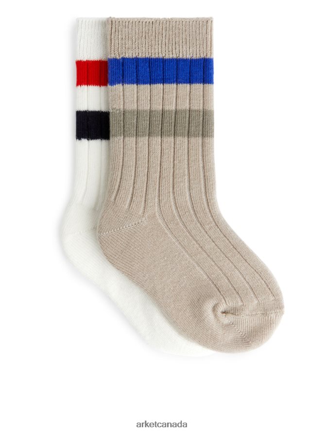 ARKET Clothing 4L826J1782 White/Beige Ribbed Baby Socks Kids