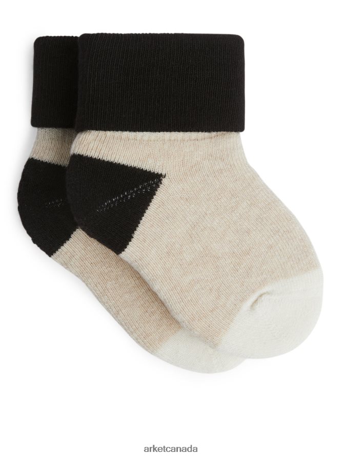 ARKET Clothing 4L826J1783 Black/Beige Terry Socks Kids