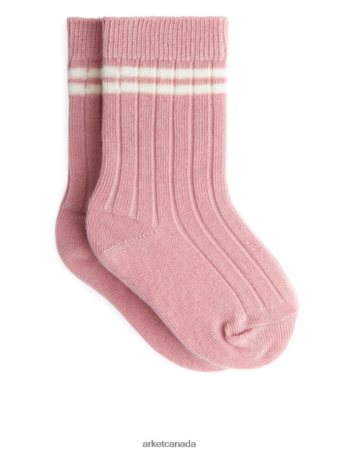 ARKET Clothing 4L826J1786 Pink Ribbed Baby Socks Kids