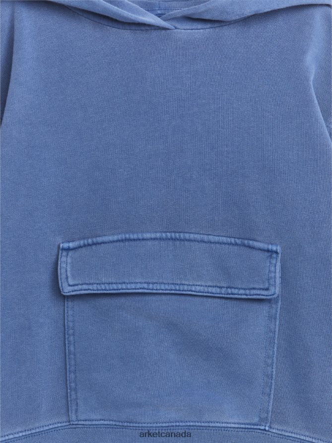 ARKET Clothing 4L826J1432 Washed Blue Front-Pocket Hoodie Kids