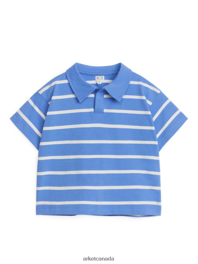 ARKET Clothing 4L826J1436 Blue/White Short-Sleeve Polo Shirt Kids