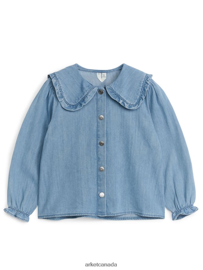 ARKET Clothing 4L826J1438 Blue Frill Denim Blouse Kids
