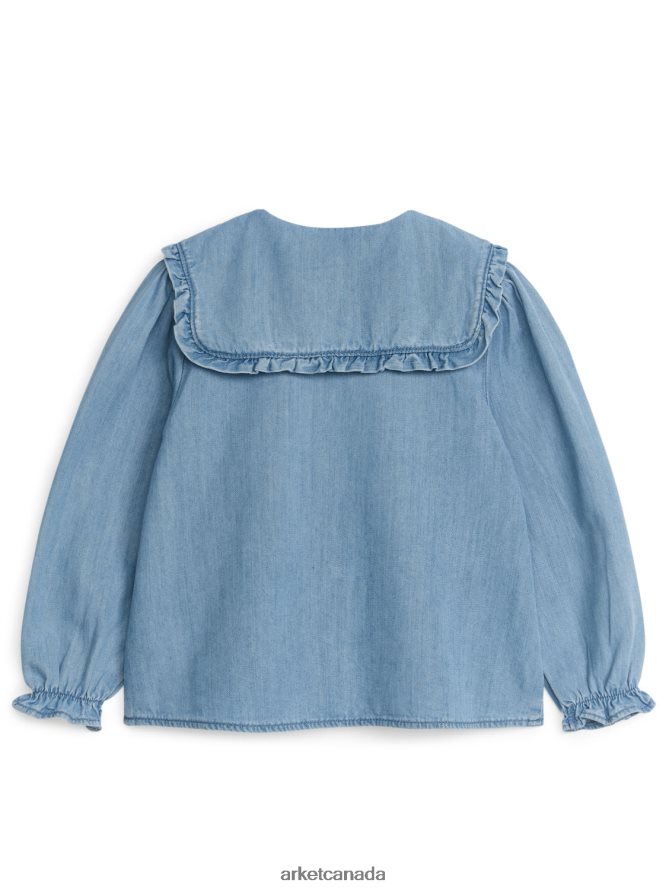 ARKET Clothing 4L826J1438 Blue Frill Denim Blouse Kids