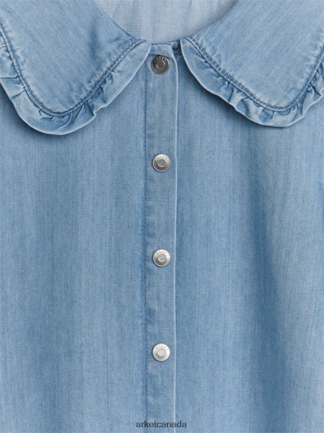 ARKET Clothing 4L826J1438 Blue Frill Denim Blouse Kids