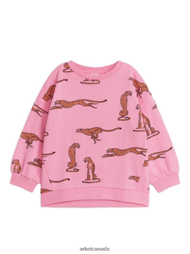 ARKET Clothing 4L826J1440 Pink/Cheetah Oversized Sweatshirt Kids