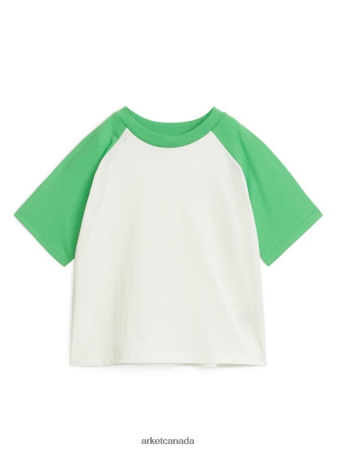 ARKET Clothing 4L826J1443 White/Green Raglan-Sleeve T-Shirt Kids