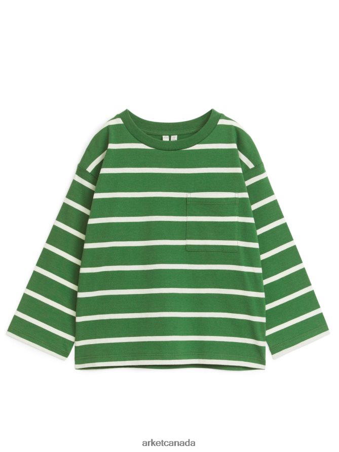ARKET Clothing 4L826J1452 Green/Stripes Long Sleeve T-Shirt Kids