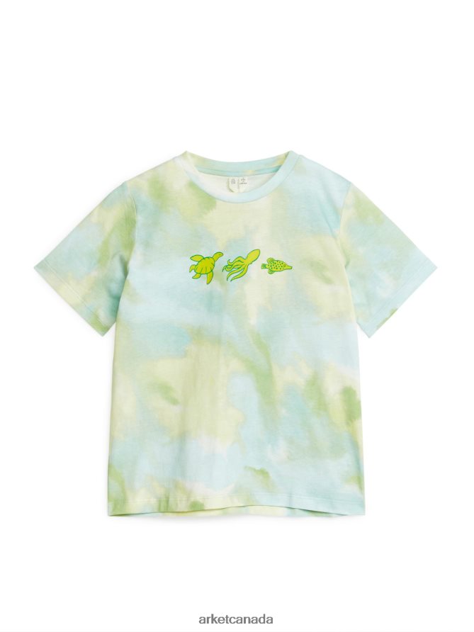 ARKET Clothing 4L826J1454 Turquoise/Tie-Dye Print T-Shirt Kids