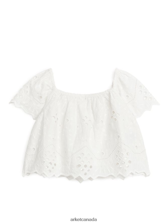 ARKET Clothing 4L826J1456 White Broderie Anglaise Blouse Kids