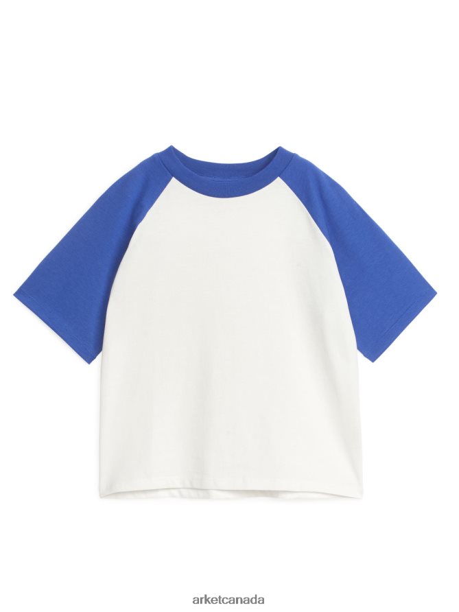 ARKET Clothing 4L826J1458 White/Blue Raglan-Sleeve T-Shirt Kids