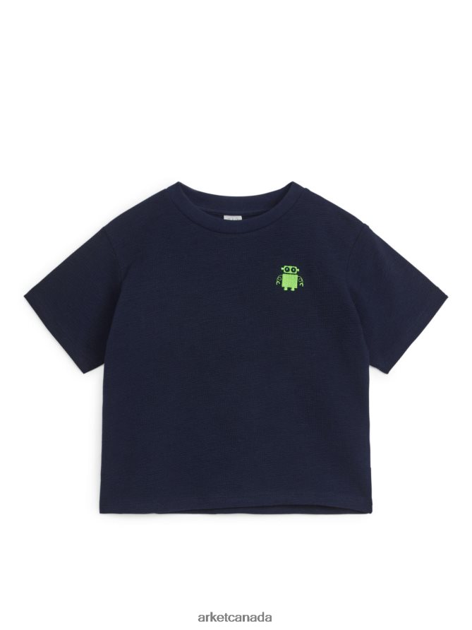 ARKET Clothing 4L826J1459 Dark Blue/Robot Textured T-Shirt Kids