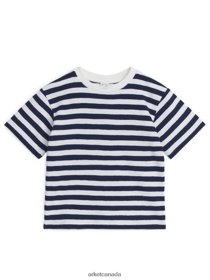 ARKET Clothing 4L826J1460 Blue/Stripes Textured T-Shirt Kids
