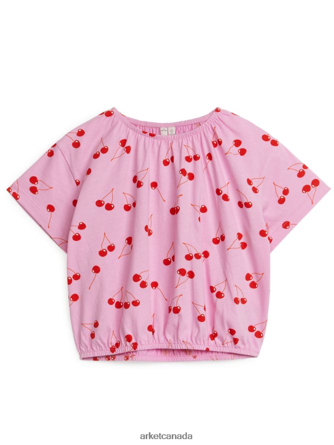 ARKET Clothing 4L826J1463 Pink/Red Voluminous Gathered Jersey Top Kids
