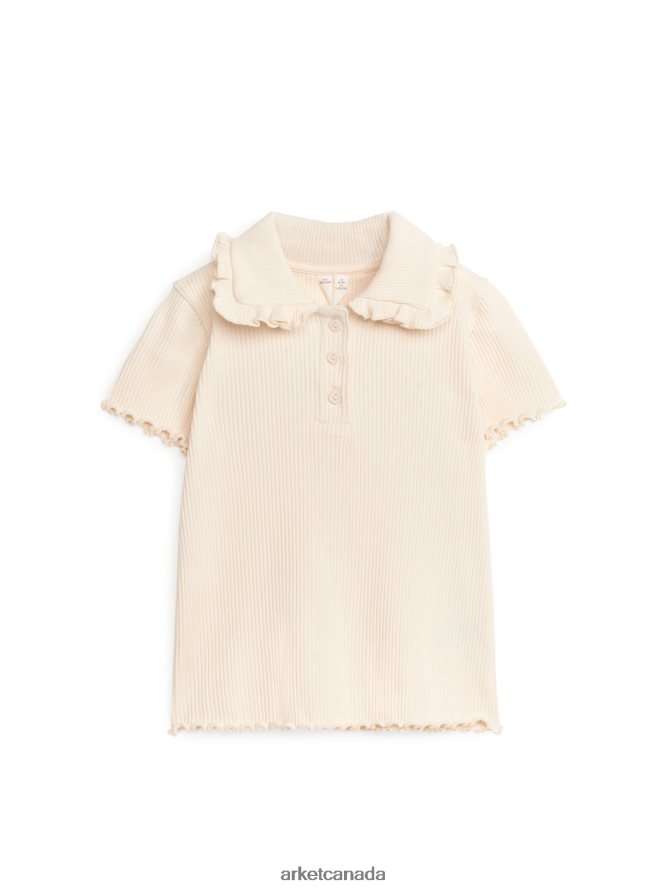 ARKET Clothing 4L826J1466 Beige Frill-Collar Ribbed Jersey Top Kids
