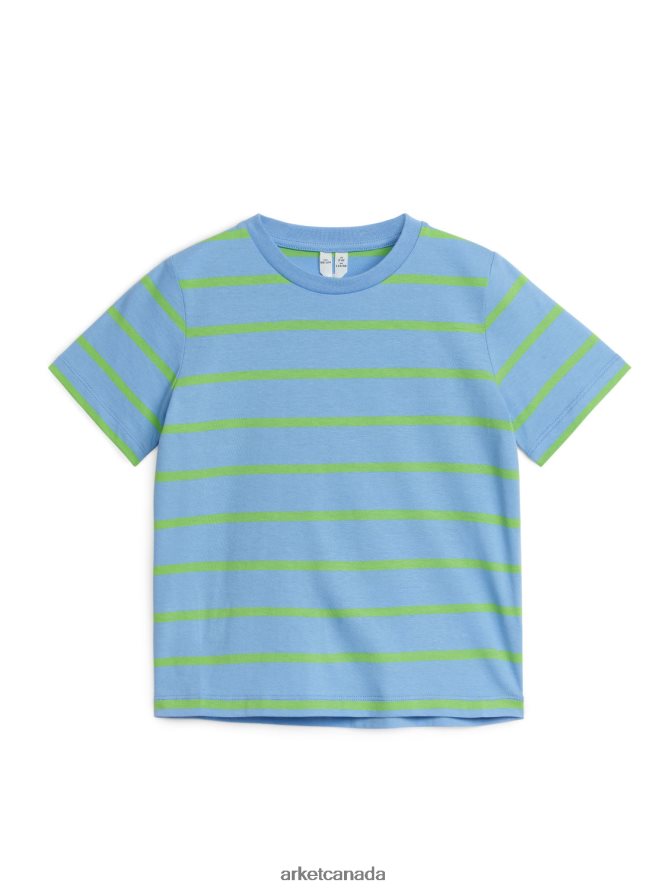 ARKET Clothing 4L826J1474 Blue/Neon Green Stripe T-Shirt Kids