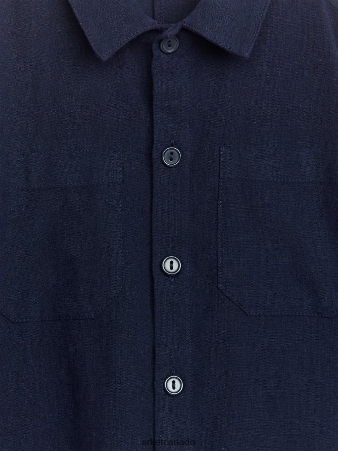 ARKET Clothing 4L826J1478 Dark Blue Linen Cotton Overshirt Kids