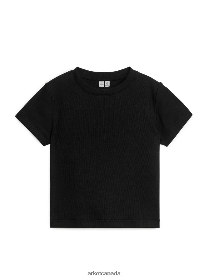 ARKET Clothing 4L826J1486 Off-Black Fitted Ribbed T-Shirt Kids