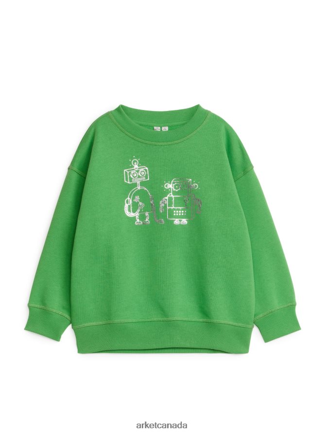 ARKET Clothing 4L826J1487 Green/Robots Relaxed Sweatshirt Kids