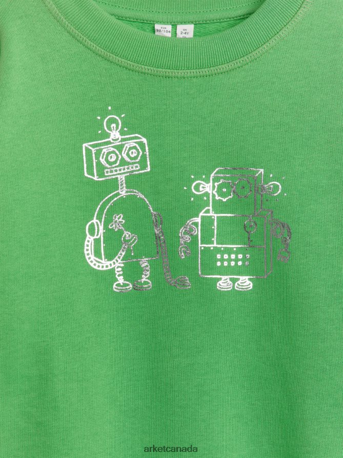 ARKET Clothing 4L826J1487 Green/Robots Relaxed Sweatshirt Kids