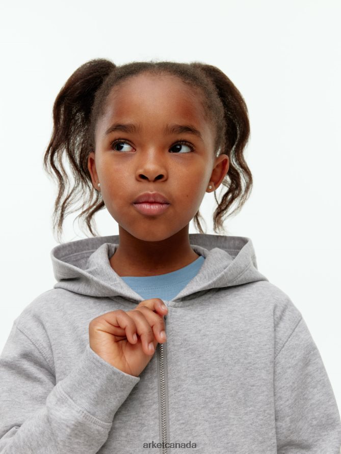 ARKET Clothing 4L826J1494 Light Grey Zip Hoodie Kids
