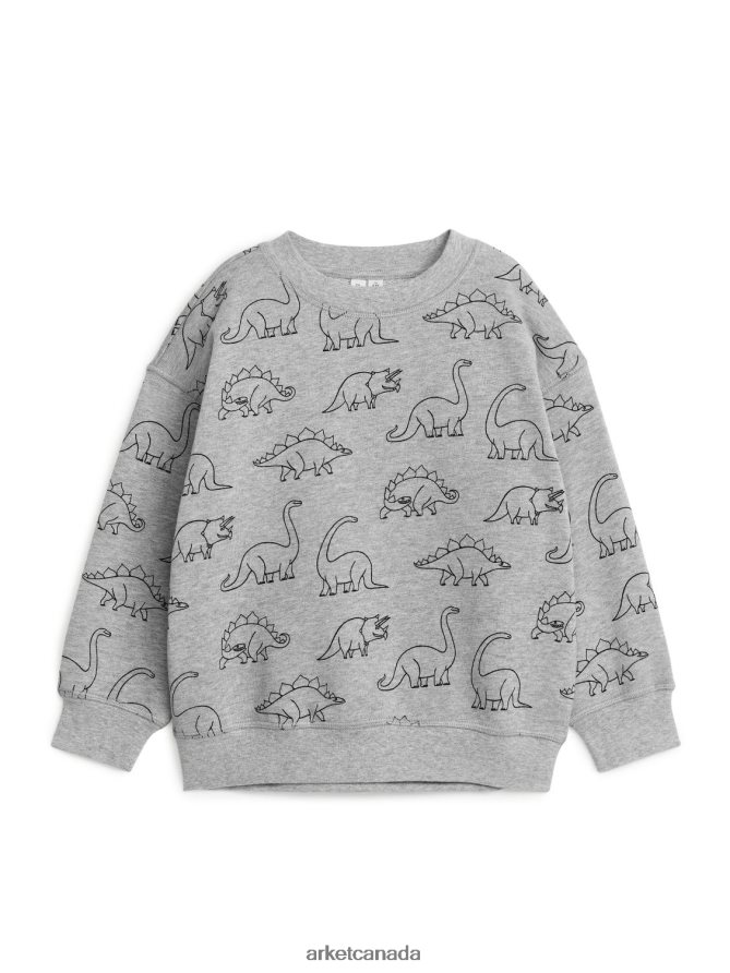 ARKET Clothing 4L826J1509 Grey/Dino Relaxed Sweatshirt Kids