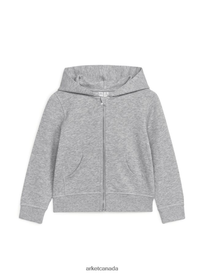 ARKET Clothing 4L826J1528 Grey Melange Zip Hoodie Kids
