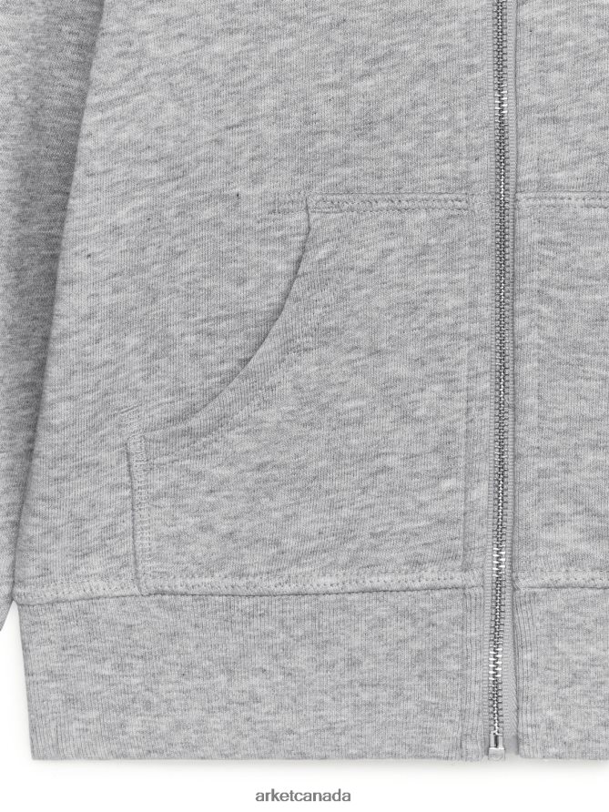 ARKET Clothing 4L826J1528 Grey Melange Zip Hoodie Kids