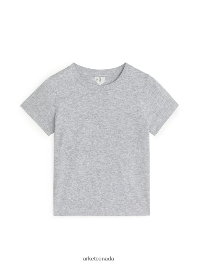 ARKET Clothing 4L826J1531 Grey Melange Crew-Neck T-shirt Kids