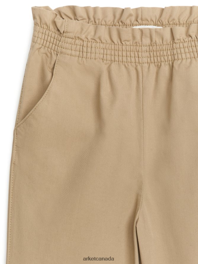 ARKET Clothing 4L826J1540 Beige Wide Cotton Trousers Kids