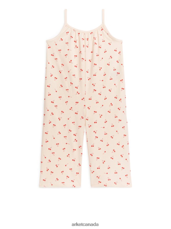 ARKET Clothing 4L826J1550 Beige/Cherries Sleeveless Jersey Jumpsuit Kids