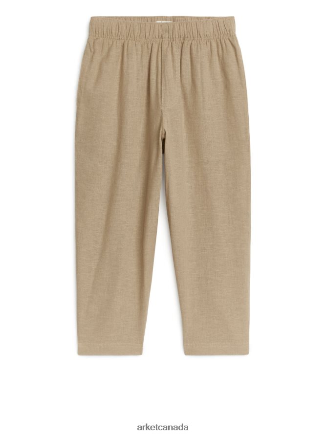 ARKET Clothing 4L826J1559 Beige Relaxed Linen Trousers Kids