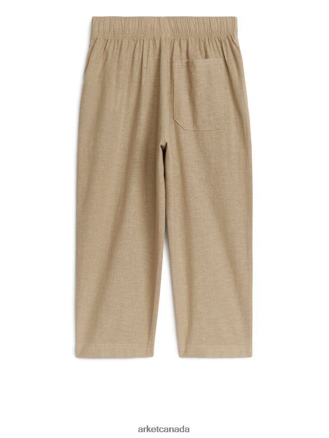 ARKET Clothing 4L826J1559 Beige Relaxed Linen Trousers Kids