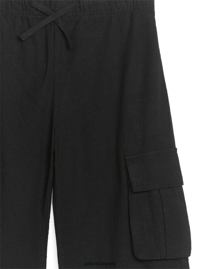 ARKET Clothing 4L826J1563 Black Utility Linen Trousers Kids