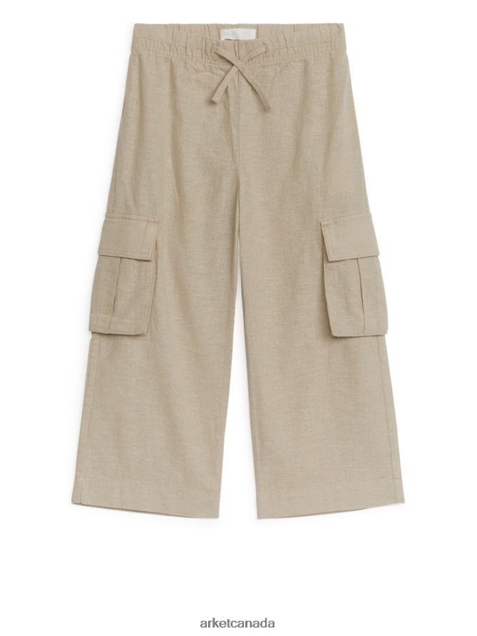 ARKET Clothing 4L826J1564 Beige Utility Linen Trousers Kids