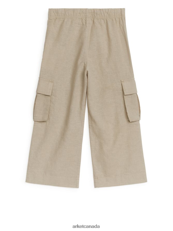 ARKET Clothing 4L826J1564 Beige Utility Linen Trousers Kids