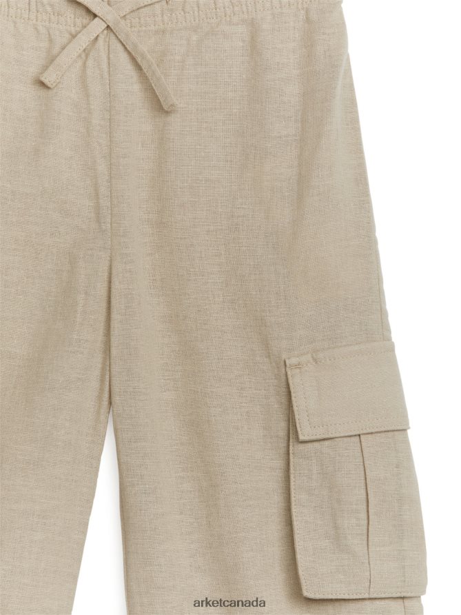 ARKET Clothing 4L826J1564 Beige Utility Linen Trousers Kids