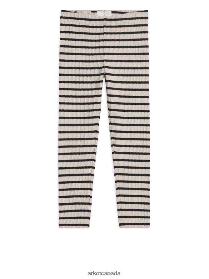ARKET Clothing 4L826J1584 Off-White/Black Ribbed Leggings Kids