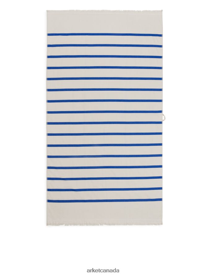ARKET Homeware 4L826J1346 Off White/Blue Bath Towel 100 x 180 cm Unisex