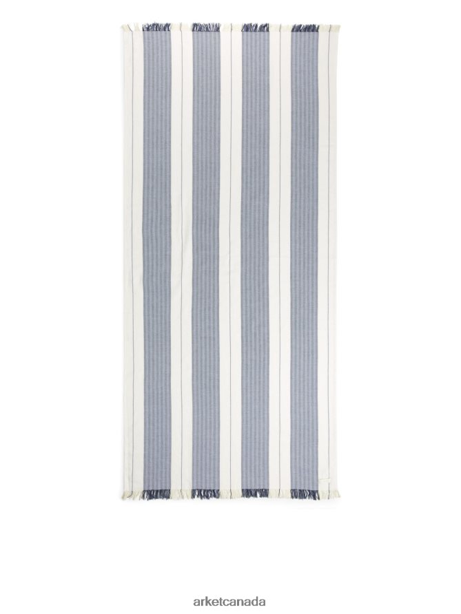 ARKET Homeware 4L826J1357 White/Blue Cotton Beach Blanket Unisex