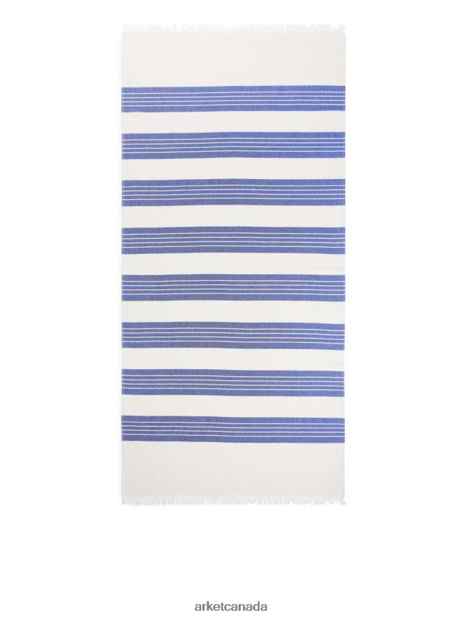ARKET Homeware 4L826J631 Blue/White Cotton Beach Blanket Unisex