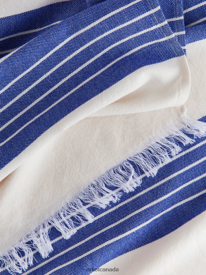 ARKET Homeware 4L826J631 Blue/White Cotton Beach Blanket Unisex
