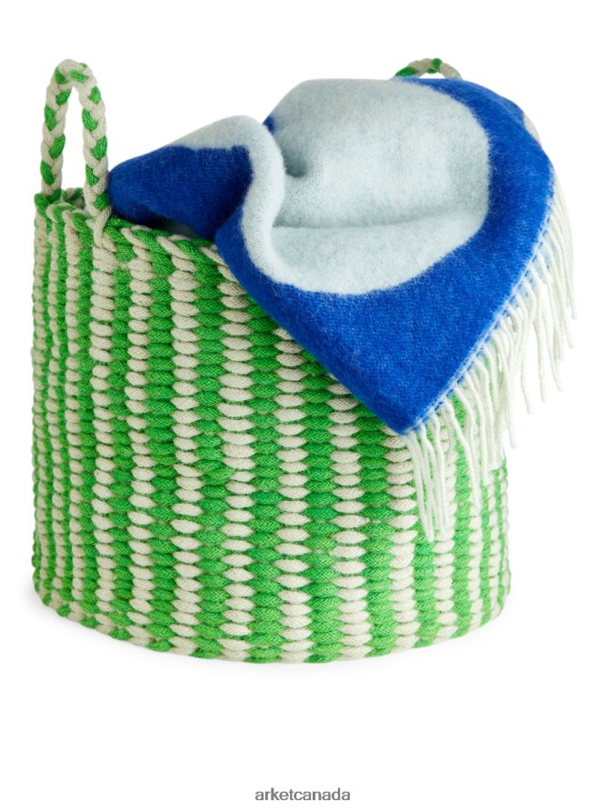 ARKET Homeware 4L826J1353 Green/Off White Storage Basket 41 cm Unisex