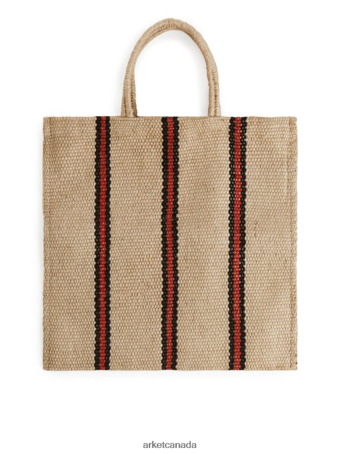 ARKET Homeware 4L826J1356 Beige/Red Turtle Bags Striped Tote Unisex